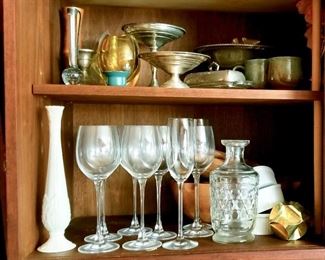 Milkglass Vase, Wine/Champagne Glasses, Carafe, Assorted things, Sterling Silver Accessories, $tbd