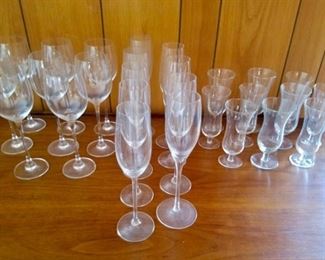 Wine Glasses, Champagne Flutes, Dessert Glasses $2 ea