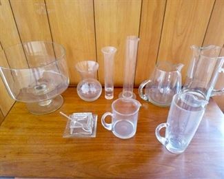Assorted Glass Pitchers & Vases, $10-20                                      Punch Bowl, $30