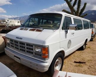 1034: 	

1990 Dodge Ram Wagon Van
Year: 1990
Make: Dodge
Model: Ram Wagon
Vehicle Type: Van
Mileage:
Plate:
Body Type: 3 Door Van; Passenger
Trim Level: Base
Drive Line: RWD
Engine Type: V8, 5.9L
Fuel Type: Gasoline
Horsepower:
Transmission:
VIN #: 2B4JB35Z0LK728070

Features and Notes:
Locked, hood?
Clean california title in hand.Currently on non op.
DMV fees: $59 for non op and $70 Doc fees.
Ok to sell.
On non op.
Have Title.