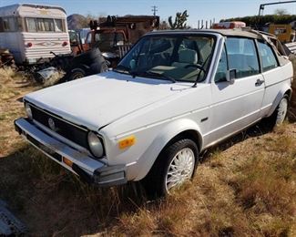 1064	

1987 VW Convertible Cabriolet
Year: 1987
Make: Volkswagen
Model: Cabriolet
Vehicle Type: Passenger Car
Mileage: ?
Plate:
Body Type: 2 Door Convertible
Trim Level: Base
Drive Line: FWD
Engine Type: L4, 1.8L
Fuel Type: Gasoline
Horsepower:
Transmission: Manual
VIN #: WVWCA0159HK008781

Features and Notes:
Vehicle being sold on application for duplicate title.
Title not in hand.
DMV fees $59 for non op and $70 DOC fees.
No Record.