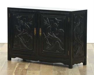 Carved Asian Solid Wood Cabinet 