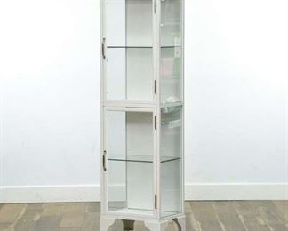 Contemporary Industrial White Metal Curio Cabinet