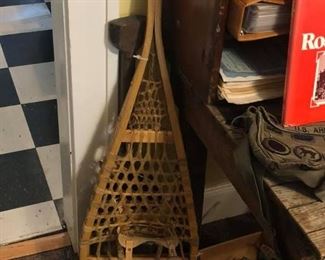 Pair of vintage snow shoes  maker marks  $20