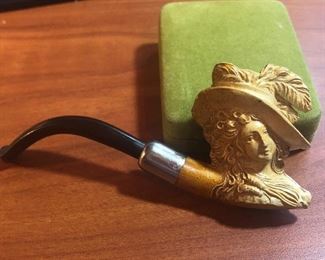 Antique carved bone like material pipe (not meerschaum) 