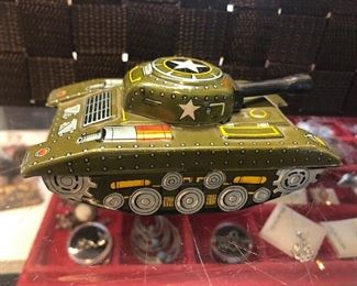 Marx tin toy military tank - about 5 inch long - $5