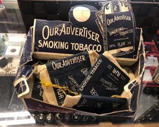 RJ Reynolds adverting product display with old tobacco bag packs - $10