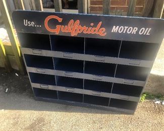 Restored gulfpride motor oil metal organizer