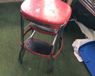 $10 Vintage Red metal stool and step up stool 