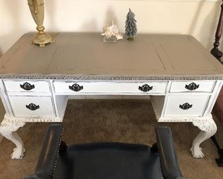 Distressed desk $300.00.  Dimensions:  31 high x 58 long x 27 wide