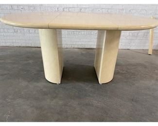 1980s Karl Springer Style Lacquered Goat Skin and Wood Dining Room Table Table includes 3 leaves
$1,995
DIMENSIONS
44ʺW × 44ʺD × 33ʺH
leaves add 19.5 inches each to table length