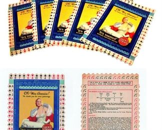 Lot 6. (10) Vintage 1930's Lucky Strike Cigarettes Bridge Tally Playing Cards, Miss America, American Tobacco Advertising $30