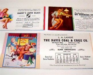 Lot 19.  (3) 1940s advertising blotters, Gil Elvgren, Earl Moran &  Lawson Wood $15