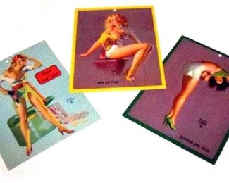 Lot 23.  (3) Authentic Vintage 1940s Earl Moran Larger Risque Pin Up Salesman Sample Cards $15