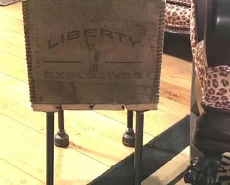 Lot 32. Vintage Statue of LIBERTY Explosives Wood Crate Side Table - $115