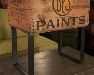 Lot 33. Antique Wood Crate BPS PAINT Side Table - $115