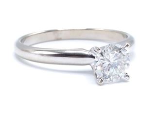 Tiffany & Co Styled Diamond Solitaire Estate Ring in 14k White Gold
