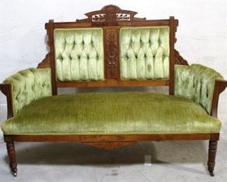 Victorian walnut carved settee