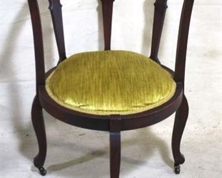 Mahogany vintage corner chair on rollers
