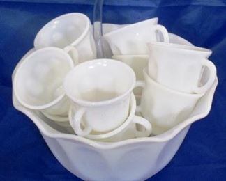 Milk glass custard set