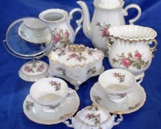 10 Piece Moss Rose tea set