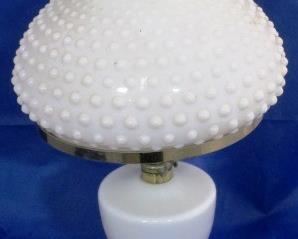 Fenton hobnail milk glass lamp