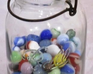 Ball mason jar with marbles