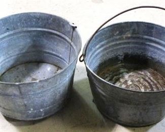 set of 2 galvanized buckets