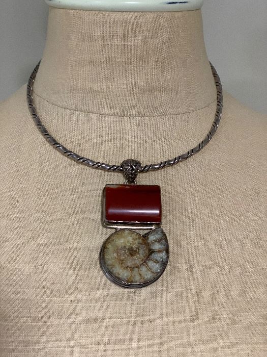 Sterling Choker with large pendant $45 #201