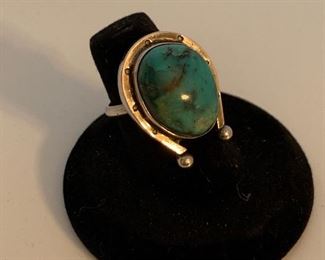 Size 63/4 Sterling and Turquoise Ring $20 #209