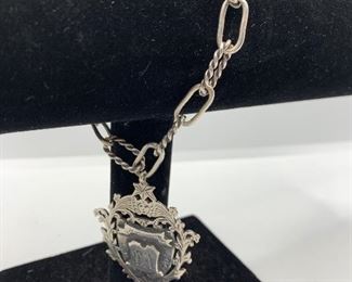 8” sterling link bracelet with a sterling 1908  Murree Pindi station medallion. The bracelet is vintage and the medallion is antique with english hallmarks  #230 $30 view my instagram page or facebook page for more detailed photographs