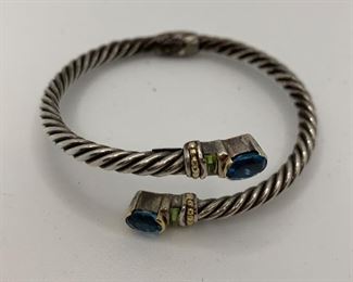 Sterling and18K Hinged Bracelet  by Samuel Benham 2.5" diameter $95 #344