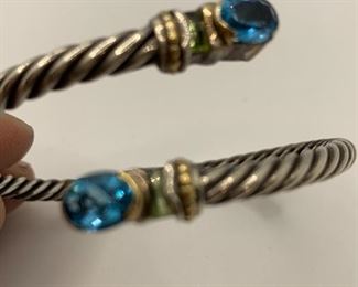 Sterling and18K Hinged Bracelet  by Samuel Benham 2.5" diameter $95 #344