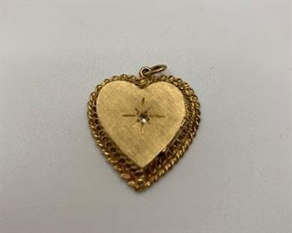 14K 6.7g TW locket charm with genuine diamond $225  #260