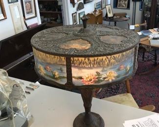 $750 - 1914 Rainaud Co. Lamp - 18" Shade 10 Panel Reverse Painted