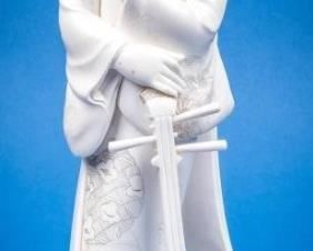 Antique Signed Carved Ivory Sculpture Asian Woman
