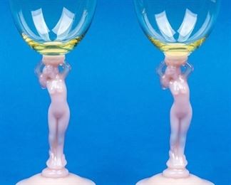 1930’s Cambridge Tuscan Nude Stem Wine Glasses

