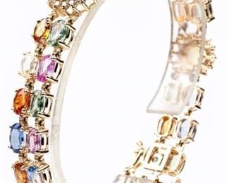 Jewelry 14kt Gold Sapphire & Diamond Bracelet
