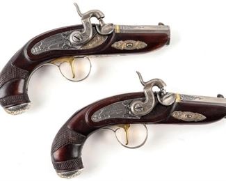 Gun Pair Of Philadelphia Derringers w/ Accessories
