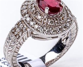 Jewelry 18kt White Gold Ruby & Diamond Ring
