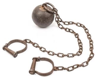 Antique Yuma Prison Ball and Chain with Shackles
