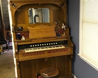 Antique organ and organ stool
