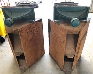 Klipsch style speakers.  The homeowner built a pair of corner speakers to exact size and measurement to the Klipsch The Utility Model  style corner cabinet.  The bass box has a Electro Voice speaker.  The horn is Altec model 806A  & Style 511B   $1500.00 for the pair