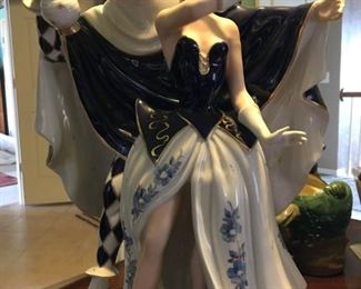 $220.00 - Take 60% off - Royal Dux Figurine Sculpture The Carnival of Venice Masquerade - 3 broken left fingers as shown in photos - made in Czechoslovakia - 19 1/4" tall 