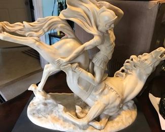$120.00 - Take 60% off - A. Santini "Fallen Warrior" alabaster stone resin - Excellent condition - The Santini figures are all a form of cast artificial ivory/ alabaster stone resin, most of them based on Classical statues or the work of 19th century Sculptors.