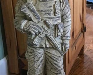 $ 85.00 - Take 50% off - Military Soldier, Cast Stone Construction -25" x 9" W