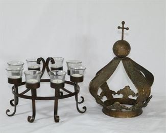 Now $4    7 tea light candle holder 12W x 7H     and metal crown 14H x 11W                sale price                                $8!!!!