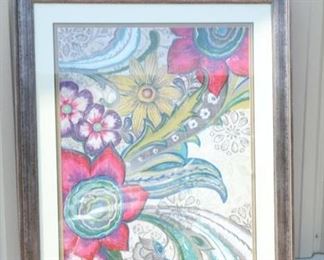 Now  $30   Floral picture in silver frame           36W x 44H                      