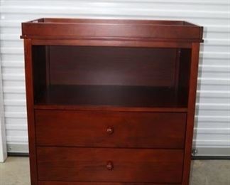 Now $40    Cherry finish wood changing table with 2 drawers         18D x 34L x 37H              sale price                   $60!!!