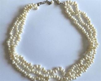 3-strand fresh water pearl necklace 16” with adjustable sterling silver clasp $40 
Shipping $2 